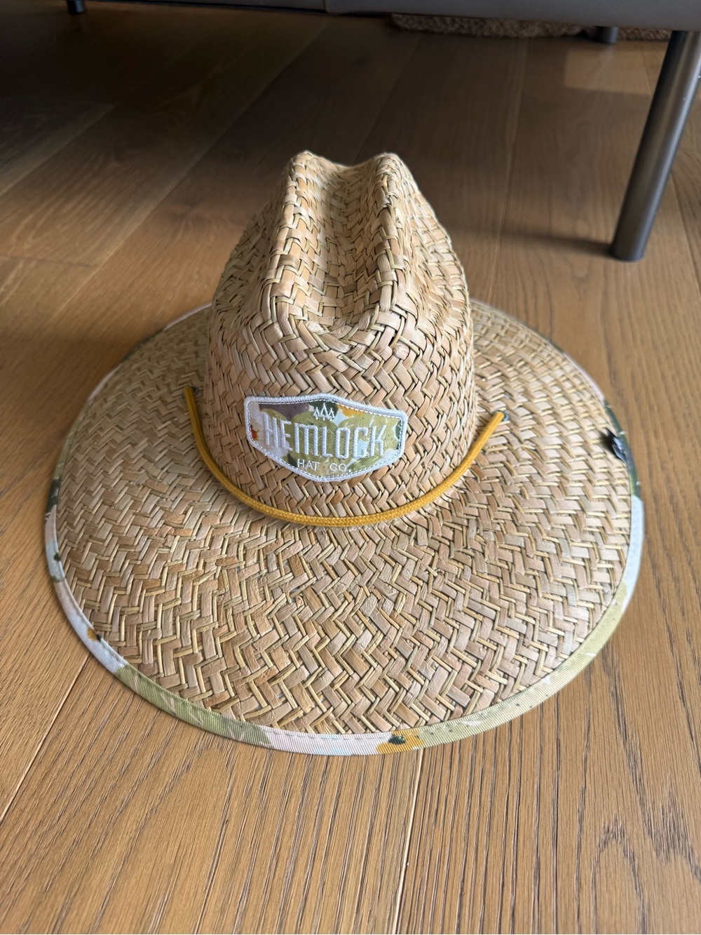 Hemlock Hat Co. Natural Straw Sun Hat with Yellow Cord